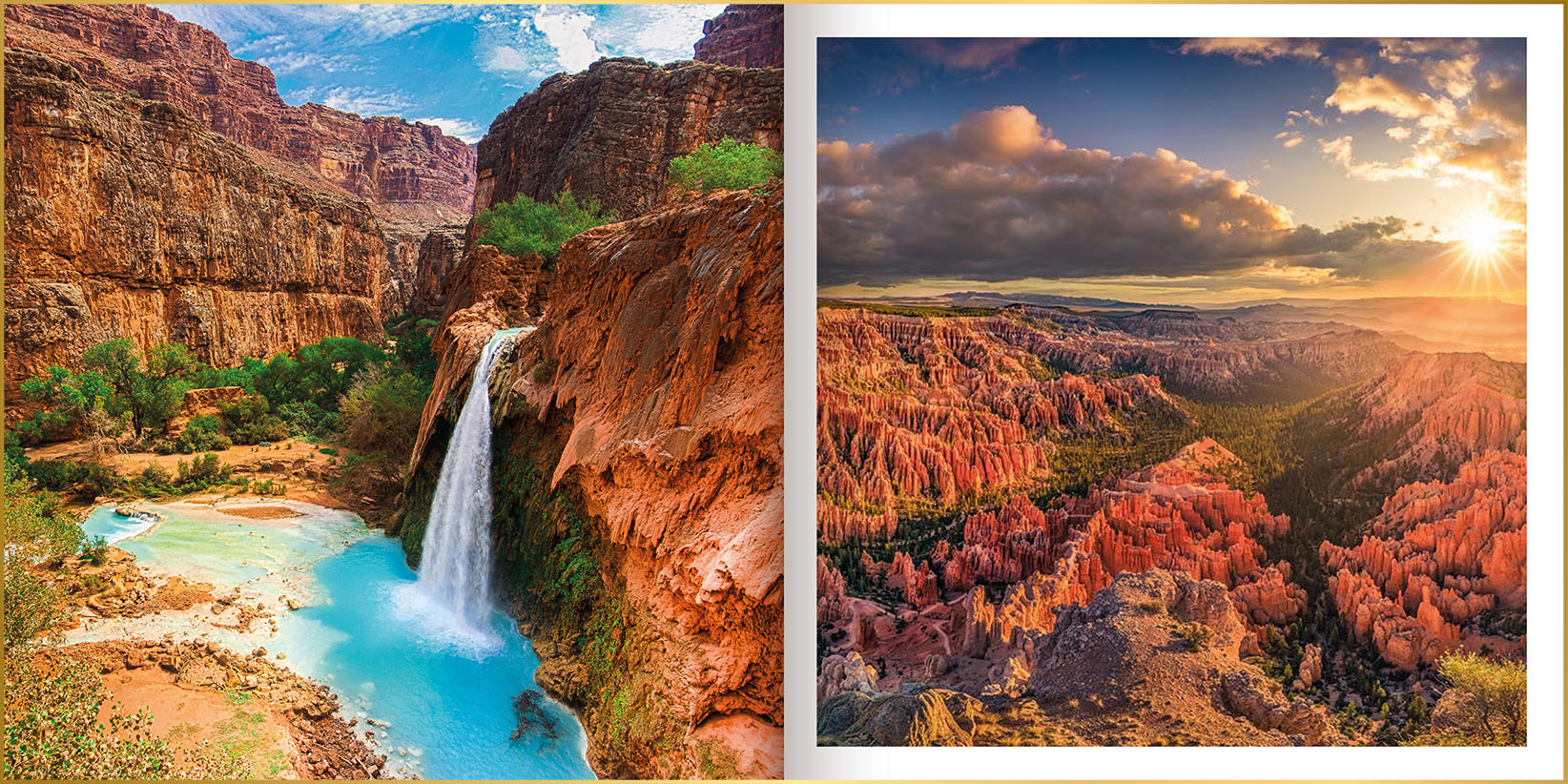 Fotoboek in ontwerpstijl Basic met foto's van Bryce Canyon en Havasu Falls in Amerika